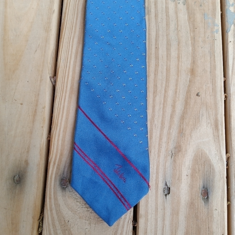 Men's Vintage John Weitz Blue Tie with Red Stripes Preppy